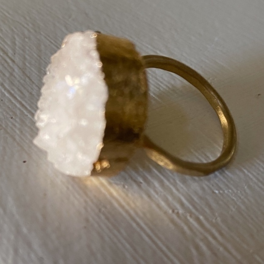 Anthropologie Raw White Quartz Ring